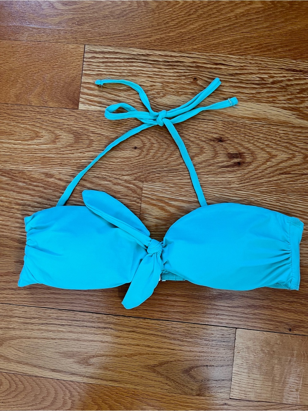 Women’s Aqua Tie-Front Bandeau Bikini Top